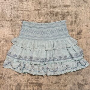 LoveShackFancy Tiered Smocked Mini Skirt Seafoam Mint